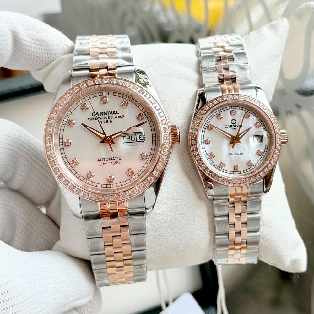 Đồng Hồ Đôi Carnival 8131D2-CH-TK (Xà Cừ Trắng)
