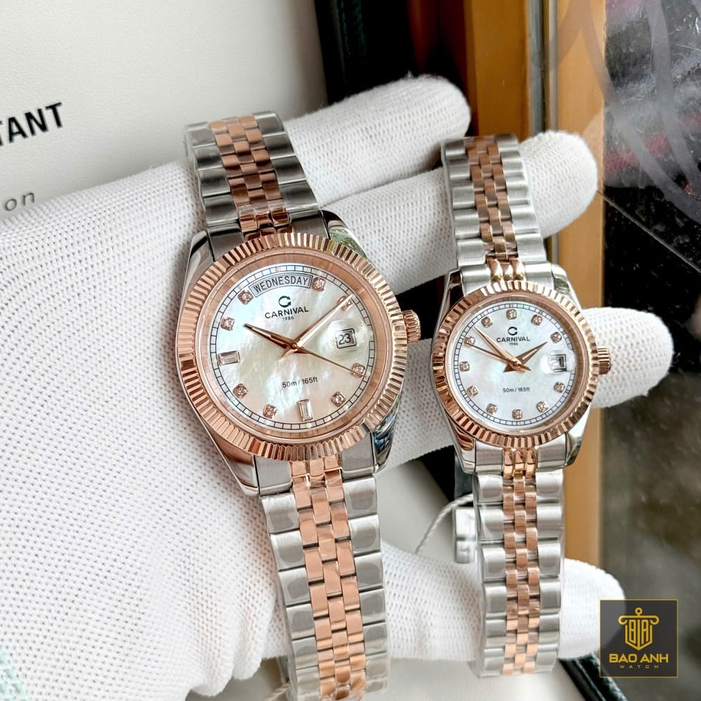 Đồng hồ Đôi Carnival 8190D-CH-TK (Xà Cừ Trắng)